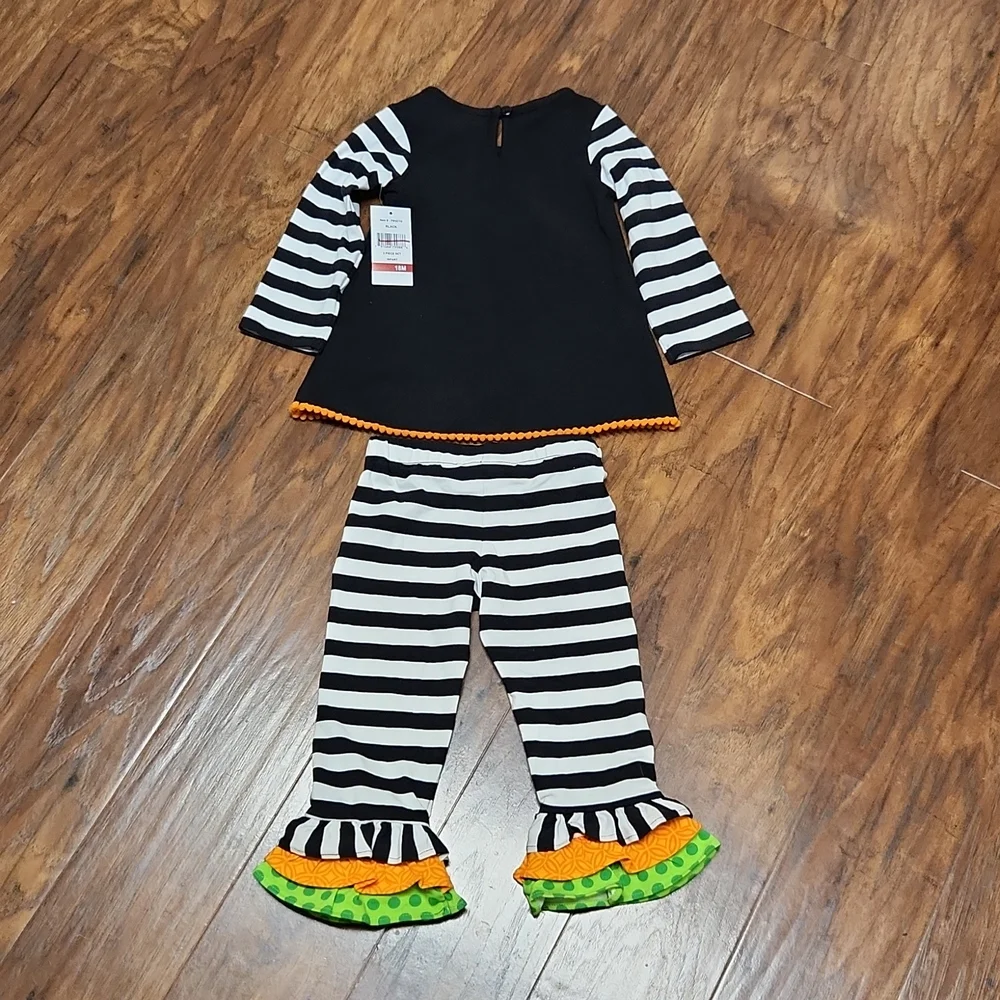 NWT Emily Rose Girls Halloween Boo Ghost Tunic Top Ruffle Pants Set 18M Toddler